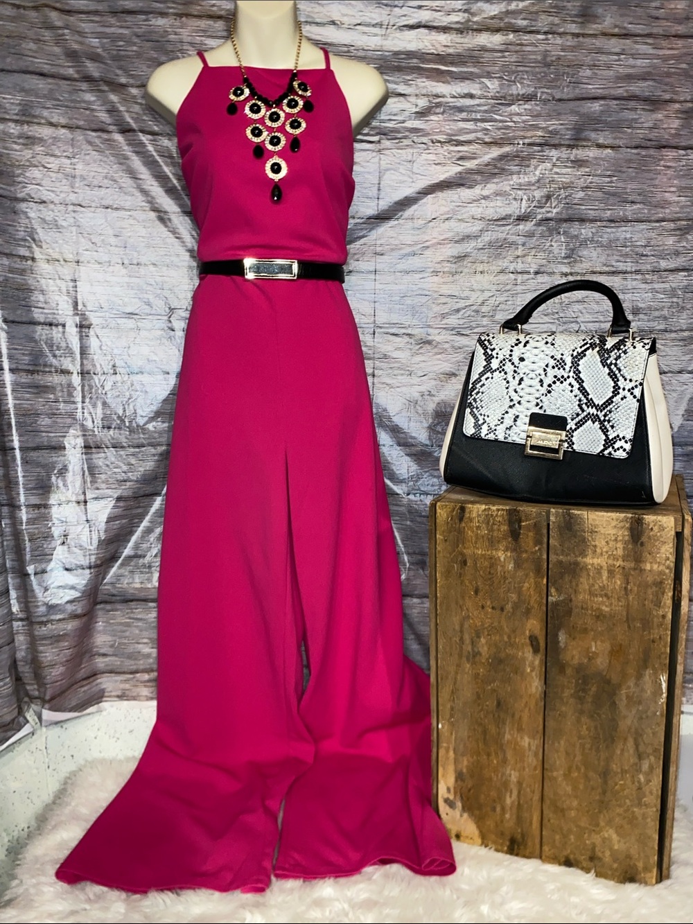 Crystal Sky Fuchsia  Wide-Leg Jumpsuit
